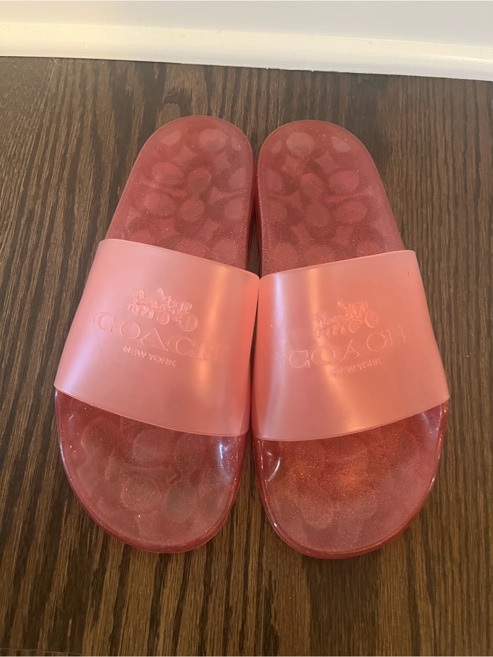 Coach Women's Jelly Pink Slide Sandals rubber size 8